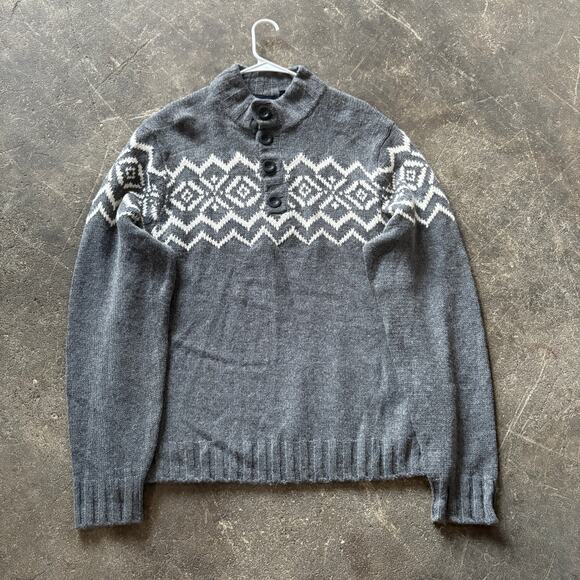 Davis & Squire Cardigan Sweater Mens 2XL XXL Gray Henley Mock Argyle Diamond - Picture 1 of 10